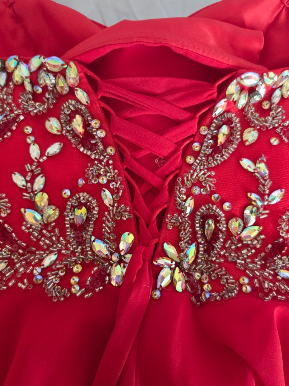 Renaissance Collection Red Formal Gown Sequins bodice. sz 13/14 - Picture 2 of 6